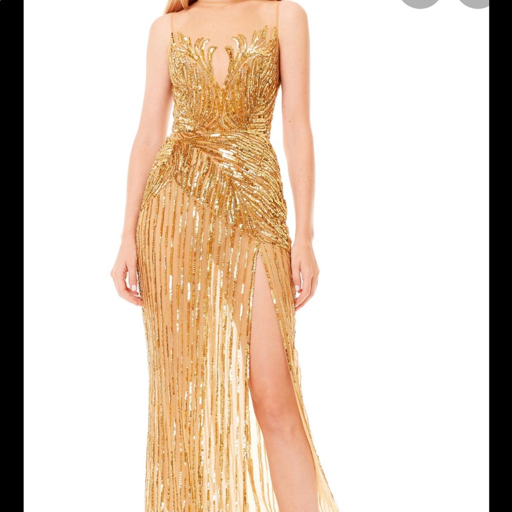 Zuhair murad replica gold cape dress size 6 PROM